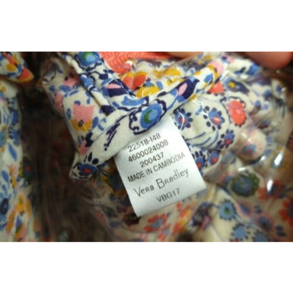 VERA BRADLEY Iconic Floral Coral Medium Zip Cosmetic Bag AND Checkbook Cover LOT - Picture 5 of 8